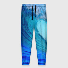 Женские брюки 3D с принтом Волна в Новосибирске, полиэстер 100% | прямой крой, два кармана без застежек по бокам, с мягкой трикотажной резинкой на поясе и по низу штанин. В поясе для дополнительного комфорта — широкие завязки | волна | лето | море | новая | синяя