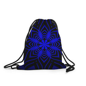 Рюкзак-мешок 3D с принтом Трайбл узор в Новосибирске, 100% полиэстер | плотность ткани — 200 г/м2, размер — 35 х 45 см; лямки — толстые шнурки, застежка на шнуровке, без карманов и подкладки | градиент | синий | цветок | черный