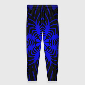 Женские брюки 3D с принтом Трайбл узор в Новосибирске, полиэстер 100% | прямой крой, два кармана без застежек по бокам, с мягкой трикотажной резинкой на поясе и по низу штанин. В поясе для дополнительного комфорта — широкие завязки | градиент | синий | цветок | черный