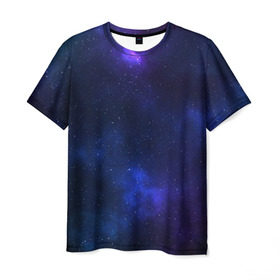 Мужская футболка 3D с принтом Звёздное небо в Новосибирске, 100% полиэфир | прямой крой, круглый вырез горловины, длина до линии бедер | вселенная | галактика | звёзды | камета | космос | метеориты | метеоры | небо | ночь | солнечная система