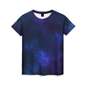 Женская футболка 3D с принтом Звёздное небо в Новосибирске, 100% полиэфир ( синтетическое хлопкоподобное полотно) | прямой крой, круглый вырез горловины, длина до линии бедер | вселенная | галактика | звёзды | камета | космос | метеориты | метеоры | небо | ночь | солнечная система