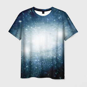 Мужская футболка 3D с принтом Центр Вселенной в Новосибирске, 100% полиэфир | прямой крой, круглый вырез горловины, длина до линии бедер | Тематика изображения на принте: вселенная | галактика | звёзды | комета | космос | метеориты | метеоры | млечный путь | планеты | солнечная система
