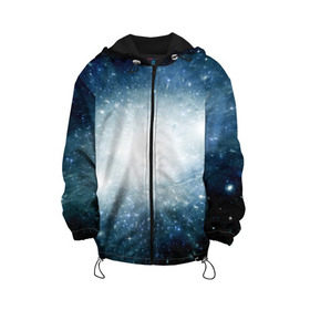 Детская куртка 3D с принтом Центр Вселенной в Новосибирске, 100% полиэстер | застежка — молния, подол и капюшон оформлены резинкой с фиксаторами, по бокам — два кармана без застежек, один потайной карман на груди, плотность верхнего слоя — 90 г/м2; плотность флисового подклада — 260 г/м2 | Тематика изображения на принте: вселенная | галактика | звёзды | комета | космос | метеориты | метеоры | млечный путь | планеты | солнечная система
