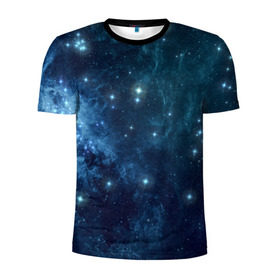 Мужская футболка 3D спортивная с принтом Слияние галактик в Новосибирске, 100% полиэстер с улучшенными характеристиками | приталенный силуэт, круглая горловина, широкие плечи, сужается к линии бедра | вселенная | галактика | звёзды | комета | космос | метеориты | метеоры | созвездия