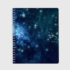 Тетрадь с принтом Слияние галактик в Новосибирске, 100% бумага | 48 листов, плотность листов — 60 г/м2, плотность картонной обложки — 250 г/м2. Листы скреплены сбоку удобной пружинной спиралью. Уголки страниц и обложки скругленные. Цвет линий — светло-серый
 | вселенная | галактика | звёзды | комета | космос | метеориты | метеоры | созвездия