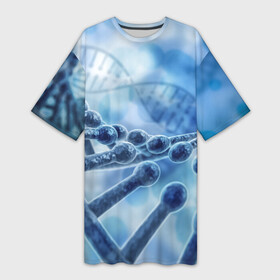 Платье-футболка 3D с принтом Молекула ДНК в Новосибирске,  |  | dna | биохимия | внешность | ген | генетика | днк | молекула | наследственность | спираль | способности | структура | характер | черты