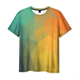 Мужская футболка 3D с принтом LowPoly Gradient в Новосибирске, 100% полиэфир | прямой крой, круглый вырез горловины, длина до линии бедер | colors | gradient | lowpoly | poly | градиент | цвета