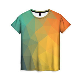 Женская футболка 3D с принтом LowPoly Gradient в Новосибирске, 100% полиэфир ( синтетическое хлопкоподобное полотно) | прямой крой, круглый вырез горловины, длина до линии бедер | colors | gradient | lowpoly | poly | градиент | цвета