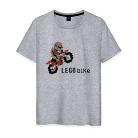 Мужская футболка хлопок с принтом Лего мотоцикл в Новосибирске, 100% хлопок | прямой крой, круглый вырез горловины, длина до линии бедер, слегка спущенное плечо. | lego | конструктор | лего | мотоцикл