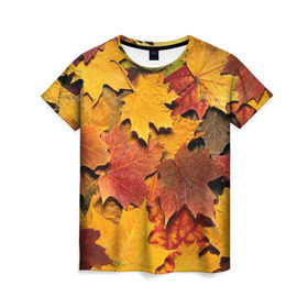 Женская футболка 3D с принтом Осень на дворе в Новосибирске, 100% полиэфир ( синтетическое хлопкоподобное полотно) | прямой крой, круглый вырез горловины, длина до линии бедер | бордовый | жёлтый | красный | листва | листья