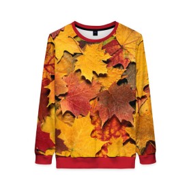 Женский свитшот 3D с принтом Осень на дворе в Новосибирске, 100% полиэстер с мягким внутренним слоем | круглый вырез горловины, мягкая резинка на манжетах и поясе, свободная посадка по фигуре | бордовый | жёлтый | красный | листва | листья