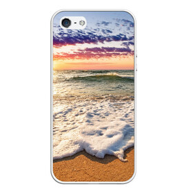 Чехол для Apple iPhone 5/5S силиконовый с принтом Красочный закат в Новосибирске, Силикон | Область печати: задняя сторона чехла, без боковых панелей | Тематика изображения на принте: sunrise | sunset | touchdown | волны | восход солнца | закат | красота | лето | море | небо | облака | океан | отдых | отпуск | пена | песок | прилив | природа | путешествие | рассвет | солнце | туризм