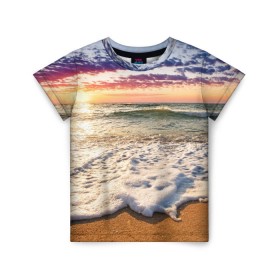 Детская футболка 3D с принтом Красочный закат в Новосибирске, 100% гипоаллергенный полиэфир | прямой крой, круглый вырез горловины, длина до линии бедер, чуть спущенное плечо, ткань немного тянется | Тематика изображения на принте: sunrise | sunset | touchdown | волны | восход солнца | закат | красота | лето | море | небо | облака | океан | отдых | отпуск | пена | песок | прилив | природа | путешествие | рассвет | солнце | туризм