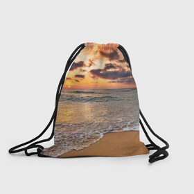 Рюкзак-мешок 3D с принтом Огненный закат в Новосибирске, 100% полиэстер | плотность ткани — 200 г/м2, размер — 35 х 45 см; лямки — толстые шнурки, застежка на шнуровке, без карманов и подкладки | закат | море | небо | океан | рассвет