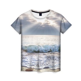 Женская футболка 3D с принтом Закат в Новосибирске, 100% полиэфир ( синтетическое хлопкоподобное полотно) | прямой крой, круглый вырез горловины, длина до линии бедер | море | небо | океан | пейзаж | солнце