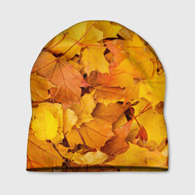 Шапка 3D с принтом Золотая листва в Новосибирске, 100% полиэстер | универсальный размер, печать по всей поверхности изделия | Тематика изображения на принте: жёлтый осень | золото | листья