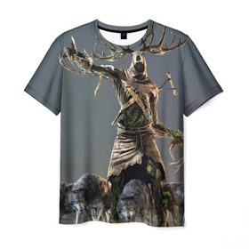 Мужская футболка 3D с принтом Леший в Новосибирске, 100% полиэфир | прямой крой, круглый вырез горловины, длина до линии бедер | gerald | wild hunt | witcher | ведьмак | геральд | дикая охота