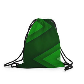 Рюкзак-мешок 3D с принтом Зелёные стрелы в Новосибирске, 100% полиэстер | плотность ткани — 200 г/м2, размер — 35 х 45 см; лямки — толстые шнурки, застежка на шнуровке, без карманов и подкладки | геометрия | зеленый | полосы