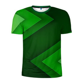 Мужская футболка 3D спортивная с принтом Зелёные стрелы в Новосибирске, 100% полиэстер с улучшенными характеристиками | приталенный силуэт, круглая горловина, широкие плечи, сужается к линии бедра | геометрия | зеленый | полосы