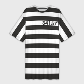Платье-футболка 3D с принтом Заключенный в Новосибирске,  |  | заключенный | полосатый | тюремная форма | форма