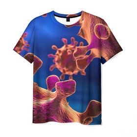 Мужская футболка 3D с принтом Бактерия в Новосибирске, 100% полиэфир | прямой крой, круглый вырез горловины, длина до линии бедер | биология | вирус | медицина | микроб