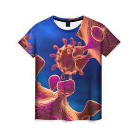 Женская футболка 3D с принтом Бактерия в Новосибирске, 100% полиэфир ( синтетическое хлопкоподобное полотно) | прямой крой, круглый вырез горловины, длина до линии бедер | биология | вирус | медицина | микроб