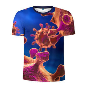 Мужская футболка 3D спортивная с принтом Бактерия в Новосибирске, 100% полиэстер с улучшенными характеристиками | приталенный силуэт, круглая горловина, широкие плечи, сужается к линии бедра | биология | вирус | медицина | микроб