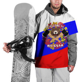 Накидка на куртку 3D с принтом Добро пожаловать в Россию в Новосибирске, 100% полиэстер |  | russia | welcome | медведь | россия | хохлома