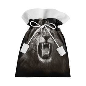 Подарочный 3D мешок с принтом Разъярённый лев в Новосибирске, 100% полиэстер | Размер: 29*39 см | власть | дикая кошка | животное | король джунглей | лев | львица | мощь | мудрость | охотник | сила | хитрость | хищник | царь зверей