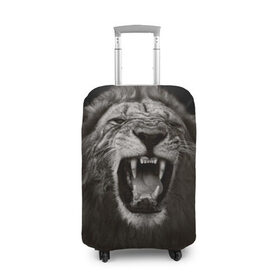 Чехол для чемодана 3D с принтом Разъярённый лев в Новосибирске, 86% полиэфир, 14% спандекс | двустороннее нанесение принта, прорези для ручек и колес | власть | дикая кошка | животное | король джунглей | лев | львица | мощь | мудрость | охотник | сила | хитрость | хищник | царь зверей