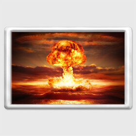 Магнит 45*70 с принтом Атомный взрыв в Новосибирске, Пластик | Размер: 78*52 мм; Размер печати: 70*45 | агрессия | атомный взрыв | водородная бомба | вспышка | гриб | огонь | пламя | ударная волна | уничтожение | урон | ядерный удар