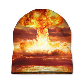 Шапка 3D с принтом Атомный взрыв в Новосибирске, 100% полиэстер | универсальный размер, печать по всей поверхности изделия | агрессия | атомный взрыв | водородная бомба | вспышка | гриб | огонь | пламя | ударная волна | уничтожение | урон | ядерный удар