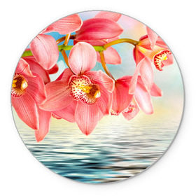 Коврик круглый с принтом Цветы над водой в Новосибирске, резина и полиэстер | круглая форма, изображение наносится на всю лицевую часть | букет | вода | душистый аромат | озеро | приятный запах | пруд | растение | цветок | цветы