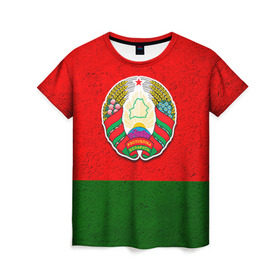 Женская футболка 3D с принтом Белоруссия в Новосибирске, 100% полиэфир ( синтетическое хлопкоподобное полотно) | прямой крой, круглый вырез горловины, длина до линии бедер | беларус | беларусь | белорус | белоруссия | белорусский | национальный | нация | флаг | флаги