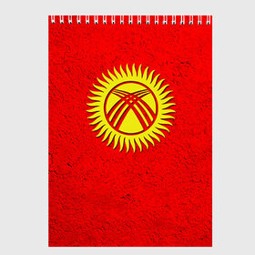 Скетчбук с принтом Киргизия в Новосибирске, 100% бумага
 | 48 листов, плотность листов — 100 г/м2, плотность картонной обложки — 250 г/м2. Листы скреплены сверху удобной пружинной спиралью | Тематика изображения на принте: киргиз | киргизия | киргизский | кыргызстан | национальный | нация | флаг | флаги