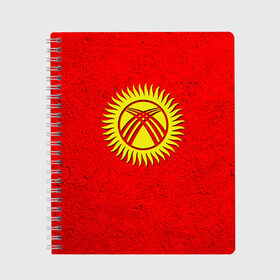 Тетрадь с принтом Киргизия в Новосибирске, 100% бумага | 48 листов, плотность листов — 60 г/м2, плотность картонной обложки — 250 г/м2. Листы скреплены сбоку удобной пружинной спиралью. Уголки страниц и обложки скругленные. Цвет линий — светло-серый
 | Тематика изображения на принте: киргиз | киргизия | киргизский | кыргызстан | национальный | нация | флаг | флаги