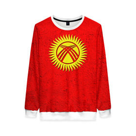 Женский свитшот 3D с принтом Киргизия в Новосибирске, 100% полиэстер с мягким внутренним слоем | круглый вырез горловины, мягкая резинка на манжетах и поясе, свободная посадка по фигуре | киргиз | киргизия | киргизский | кыргызстан | национальный | нация | флаг | флаги