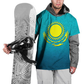 Накидка на куртку 3D с принтом Флаг Казахстана в Новосибирске, 100% полиэстер |  | Тематика изображения на принте: казах | казахский | казахстан | национальный | нация | республика | рк | флаг | флаги