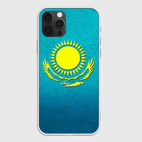 Чехол для iPhone 12 Pro с принтом Флаг Казахстана в Новосибирске, силикон | область печати: задняя сторона чехла, без боковых панелей | Тематика изображения на принте: казах | казахский | казахстан | национальный | нация | республика | рк | флаг | флаги