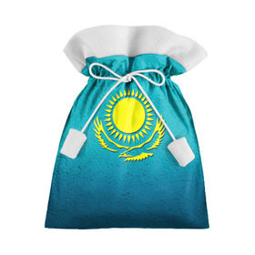 Подарочный 3D мешок с принтом Флаг Казахстана в Новосибирске, 100% полиэстер | Размер: 29*39 см | Тематика изображения на принте: казах | казахский | казахстан | национальный | нация | республика | рк | флаг | флаги