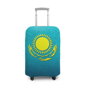 Чехол для чемодана 3D с принтом Флаг Казахстана в Новосибирске, 86% полиэфир, 14% спандекс | двустороннее нанесение принта, прорези для ручек и колес | Тематика изображения на принте: казах | казахский | казахстан | национальный | нация | республика | рк | флаг | флаги