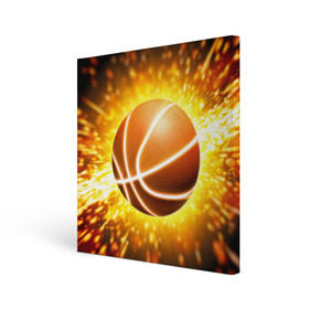 Холст квадратный с принтом Баскетбольный мяч в Новосибирске, 100% ПВХ |  | взрыв | искры | огонь | пламя