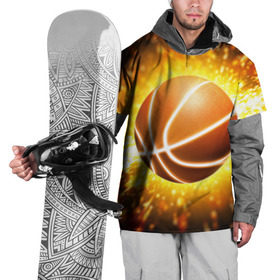 Накидка на куртку 3D с принтом Баскетбольный мяч в Новосибирске, 100% полиэстер |  | Тематика изображения на принте: взрыв | искры | огонь | пламя