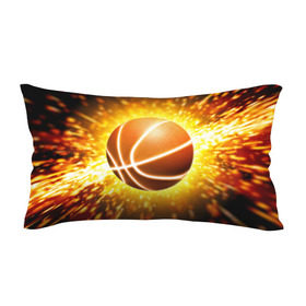 Подушка 3D антистресс с принтом Баскетбольный мяч в Новосибирске, наволочка — 100% полиэстер, наполнитель — вспененный полистирол | состоит из подушки и наволочки на молнии | взрыв | искры | огонь | пламя