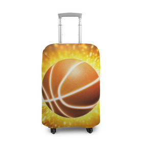 Чехол для чемодана 3D с принтом Баскетбольный мяч в Новосибирске, 86% полиэфир, 14% спандекс | двустороннее нанесение принта, прорези для ручек и колес | взрыв | искры | огонь | пламя