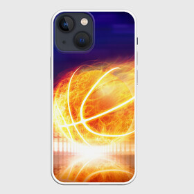 Чехол для iPhone 13 mini с принтом Огненный мяч в Новосибирске,  |  | streetball | баскетбол | взрыв | искры | любимая игра | моя жизнь | мяч | огонь | пламя | развлечение | страсть | тренировка | увлечение | хобби