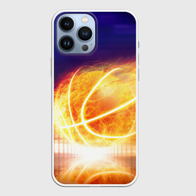 Чехол для iPhone 13 Pro Max с принтом Огненный мяч в Новосибирске,  |  | streetball | баскетбол | взрыв | искры | любимая игра | моя жизнь | мяч | огонь | пламя | развлечение | страсть | тренировка | увлечение | хобби