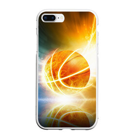 Чехол для iPhone 7Plus/8 Plus матовый с принтом Баскетбол - жизнь моя в Новосибирске, Силикон | Область печати: задняя сторона чехла, без боковых панелей | Тематика изображения на принте: streetball | баскетбол | взрыв | мяч | пламя