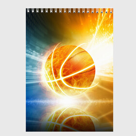 Скетчбук с принтом Баскетбол - жизнь моя в Новосибирске, 100% бумага
 | 48 листов, плотность листов — 100 г/м2, плотность картонной обложки — 250 г/м2. Листы скреплены сверху удобной пружинной спиралью | Тематика изображения на принте: streetball | баскетбол | взрыв | мяч | пламя
