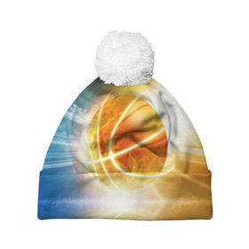 Шапка 3D c помпоном с принтом Баскетбол - жизнь моя в Новосибирске, 100% полиэстер | универсальный размер, печать по всей поверхности изделия | streetball | баскетбол | взрыв | мяч | пламя